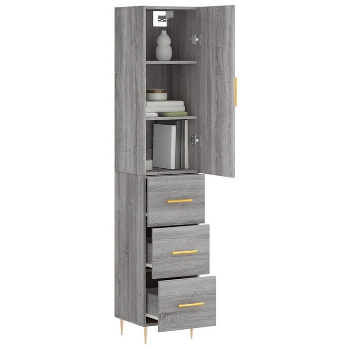 Buffet haut Sonoma gris 34,5x34x180 cm Bois d'ingénierie - Photo n°3