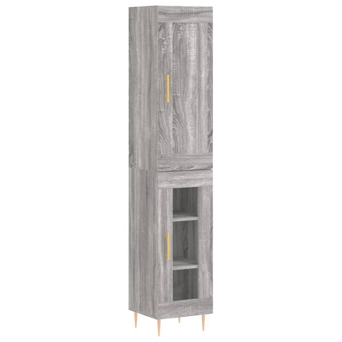 Buffet haut sonoma gris 34,5x34x180 cm bois d'ingénierie - Photo n°1