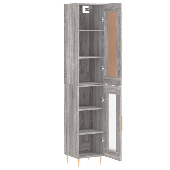 Buffet haut sonoma gris 34,5x34x180 cm bois d'ingénierie - Photo n°4