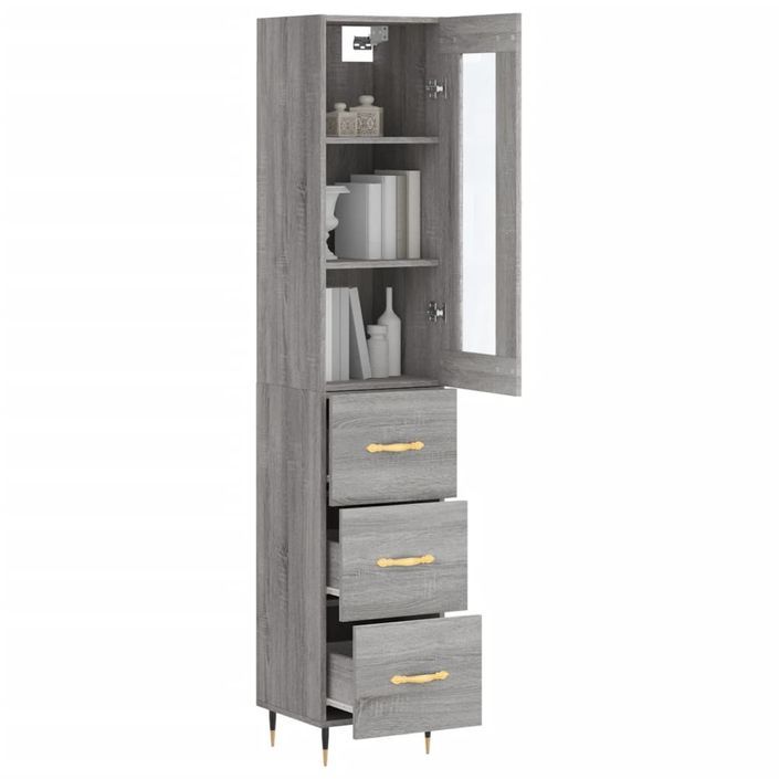 Buffet haut Sonoma gris 34,5x34x180 cm Bois d'ingénierie - Photo n°3