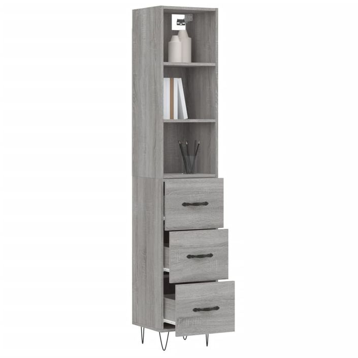 Buffet haut Sonoma gris 34,5x34x180 cm Bois d'ingénierie - Photo n°3