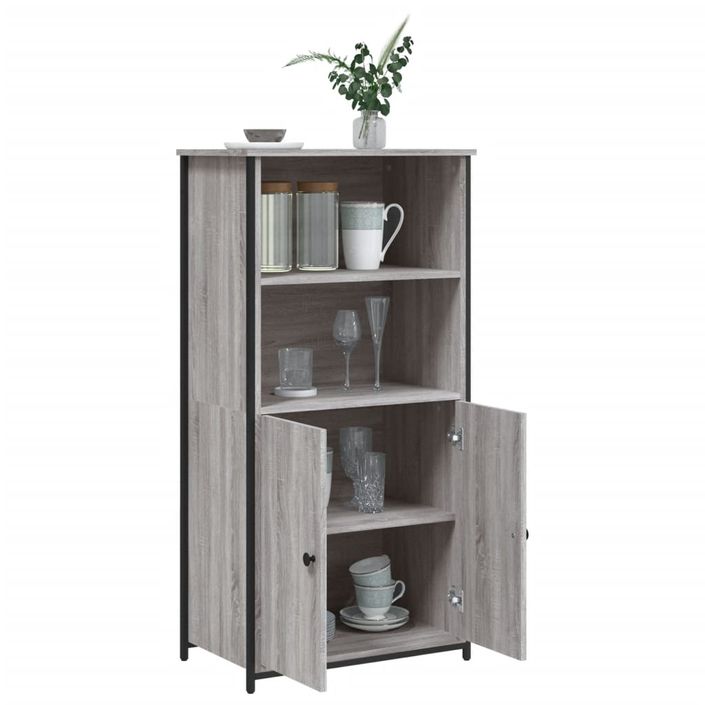 Buffet haut sonoma gris 62x36x121,5 cm bois d'ingénierie - Photo n°4