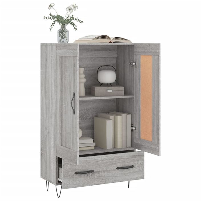 Buffet haut sonoma gris 69,5x31x115 cm bois d'ingénierie - Photo n°4