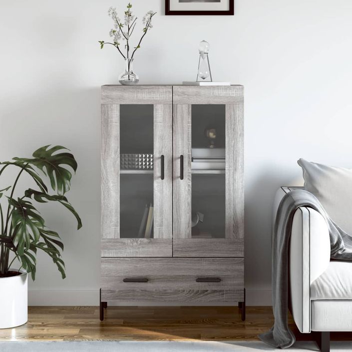 Buffet haut sonoma gris 69,5x31x115 cm bois d'ingénierie - Photo n°1