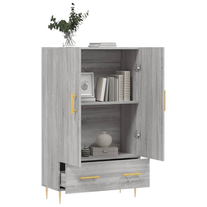 Buffet haut sonoma gris 69,5x31x115 cm bois d'ingénierie - Photo n°4