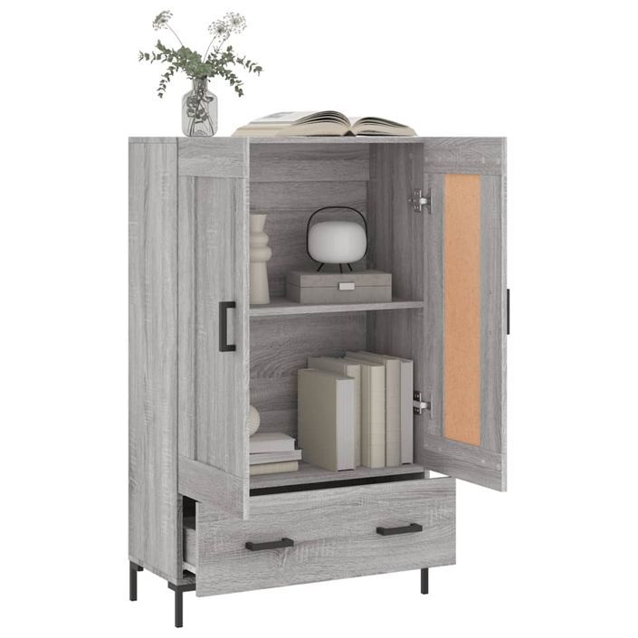 Buffet haut sonoma gris 69,5x31x115 cm bois d'ingénierie - Photo n°4