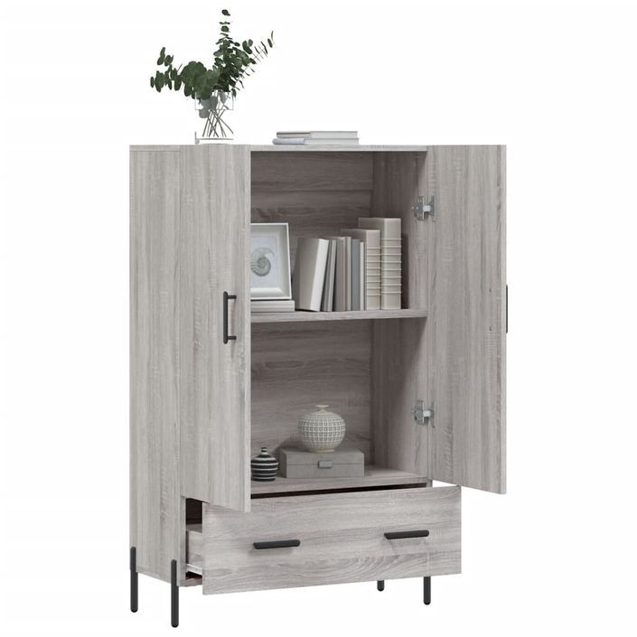 Buffet haut sonoma gris 69,5x31x115 cm bois d'ingénierie - Photo n°4