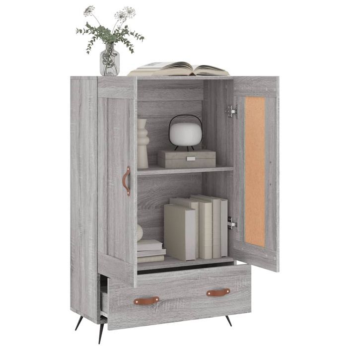 Buffet haut sonoma gris 69,5x31x115 cm bois d'ingénierie - Photo n°4