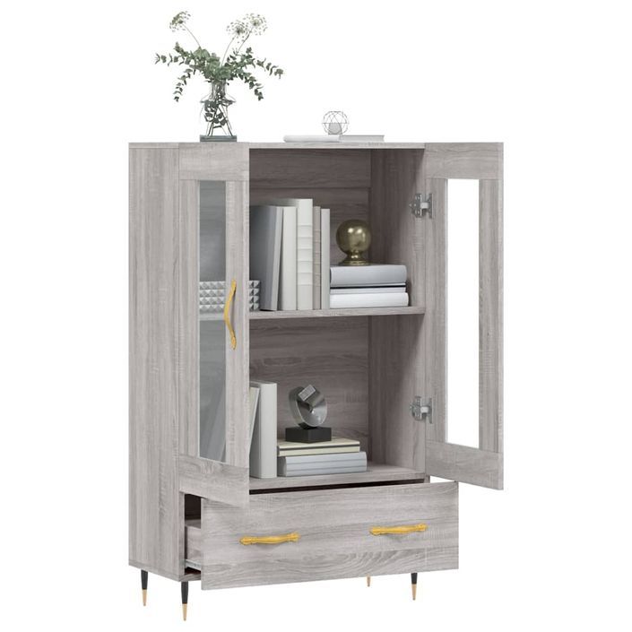 Buffet haut sonoma gris 69,5x31x115 cm bois d'ingénierie - Photo n°4