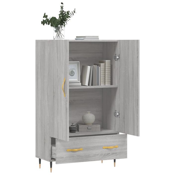 Buffet haut sonoma gris 69,5x31x115 cm bois d'ingénierie - Photo n°4