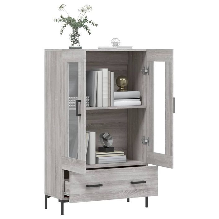 Buffet haut sonoma gris 69,5x31x115 cm bois d'ingénierie - Photo n°4