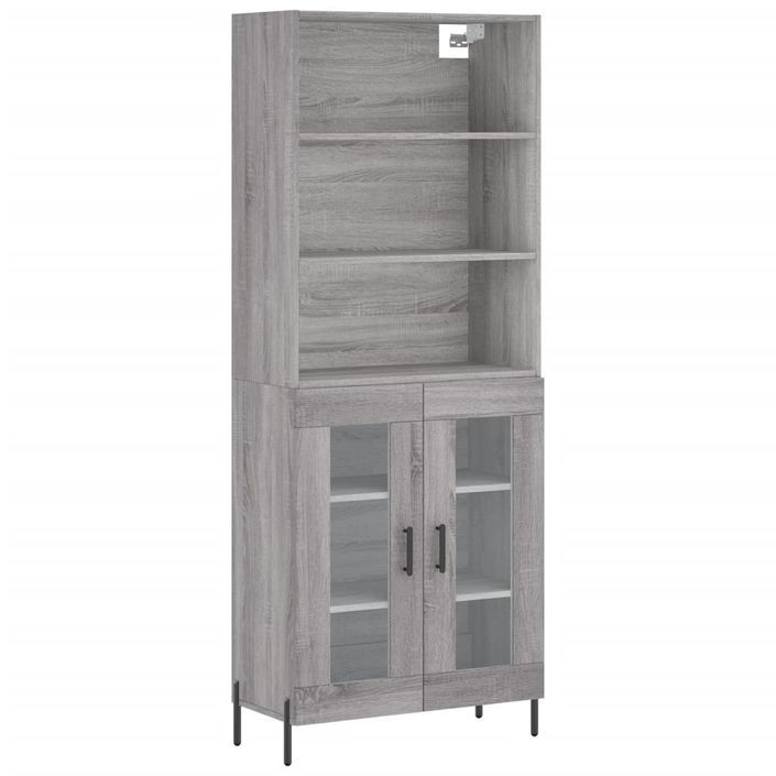 Buffet haut Sonoma gris 69,5x34x180 cm Bois d'ingénierie - Photo n°1