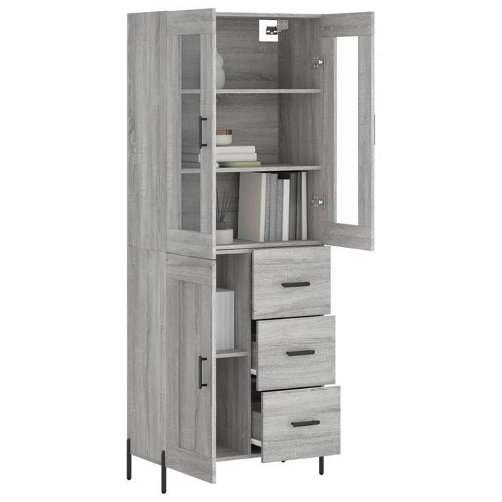 Buffet haut Sonoma gris 69,5x34x180 cm Bois d'ingénierie - Photo n°3