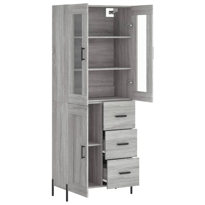 Buffet haut Sonoma gris 69,5x34x180 cm Bois d'ingénierie - Photo n°4