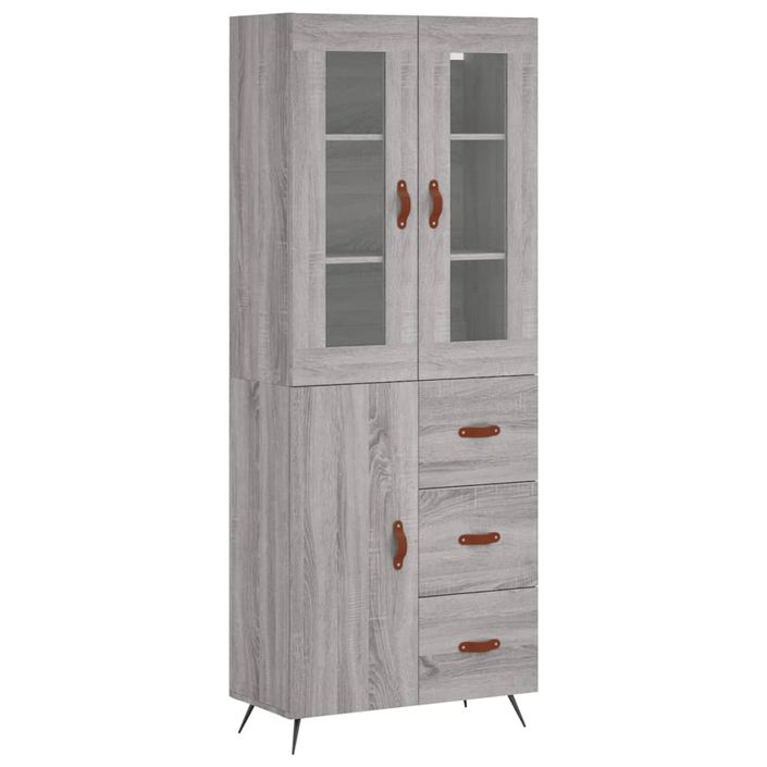 Buffet haut Sonoma gris 69,5x34x180 cm Bois d'ingénierie - Photo n°1