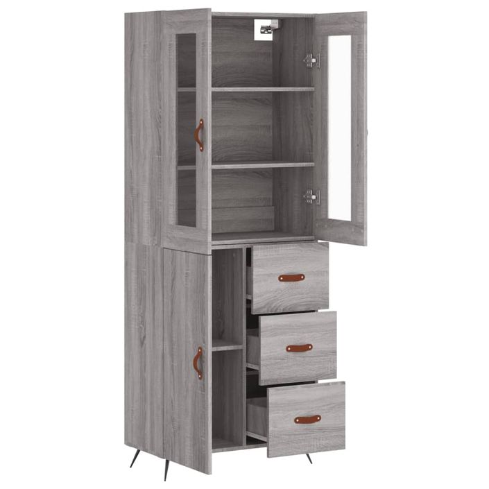 Buffet haut Sonoma gris 69,5x34x180 cm Bois d'ingénierie - Photo n°4