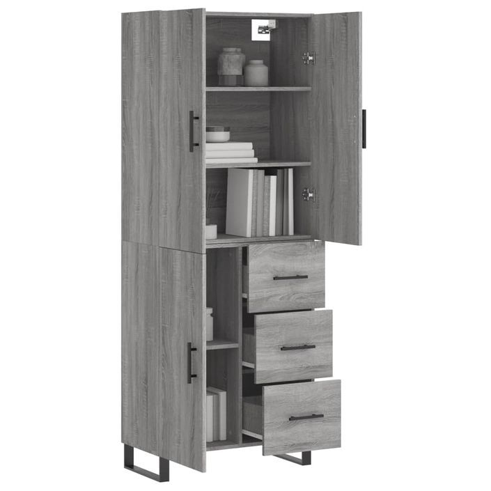 Buffet haut Sonoma gris 69,5x34x180 cm Bois d'ingénierie - Photo n°3