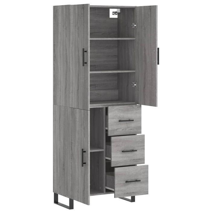 Buffet haut Sonoma gris 69,5x34x180 cm Bois d'ingénierie - Photo n°4