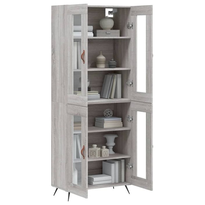 Buffet haut Sonoma gris 69,5x34x180 cm Bois d'ingénierie - Photo n°3