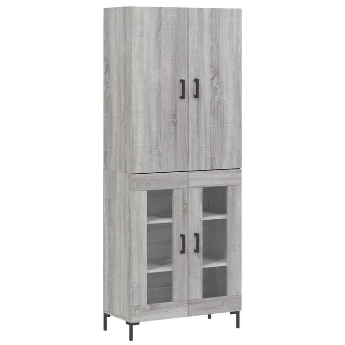 Buffet haut Sonoma gris 69,5x34x180 cm Bois d'ingénierie - Photo n°1