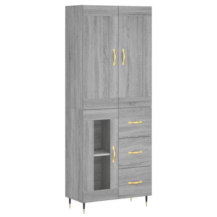 Buffet haut Sonoma gris 69,5x34x180 cm Bois d'ingénierie - Photo n°1