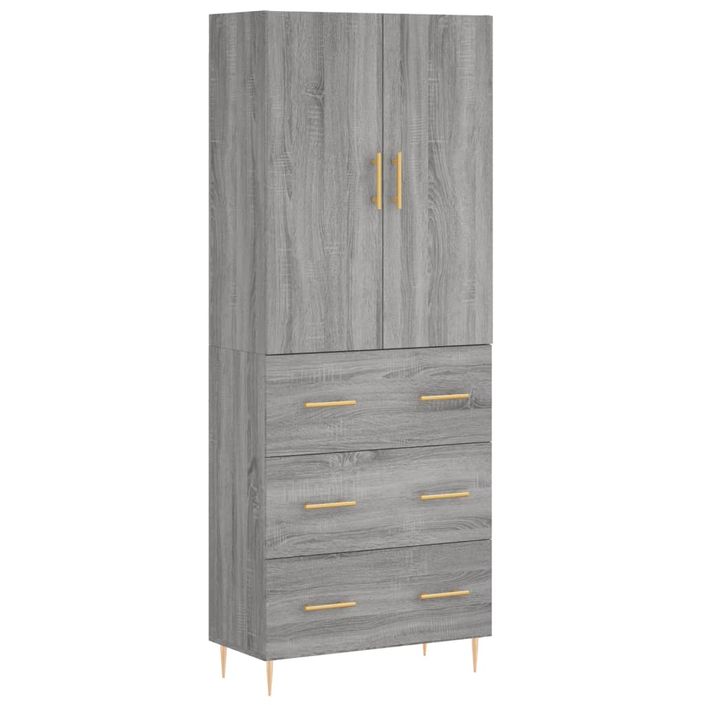 Buffet haut Sonoma gris 69,5x34x180 cm Bois d'ingénierie - Photo n°1