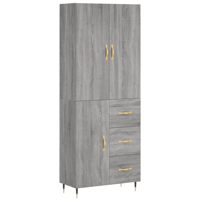 Buffet haut Sonoma gris 69,5x34x180 cm Bois d'ingénierie - Photo n°1