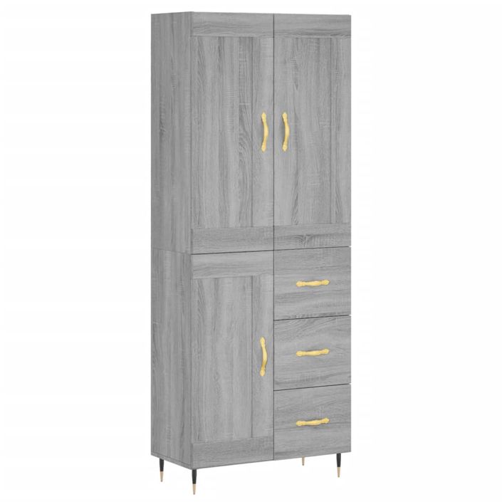 Buffet haut Sonoma gris 69,5x34x180 cm Bois d'ingénierie - Photo n°1