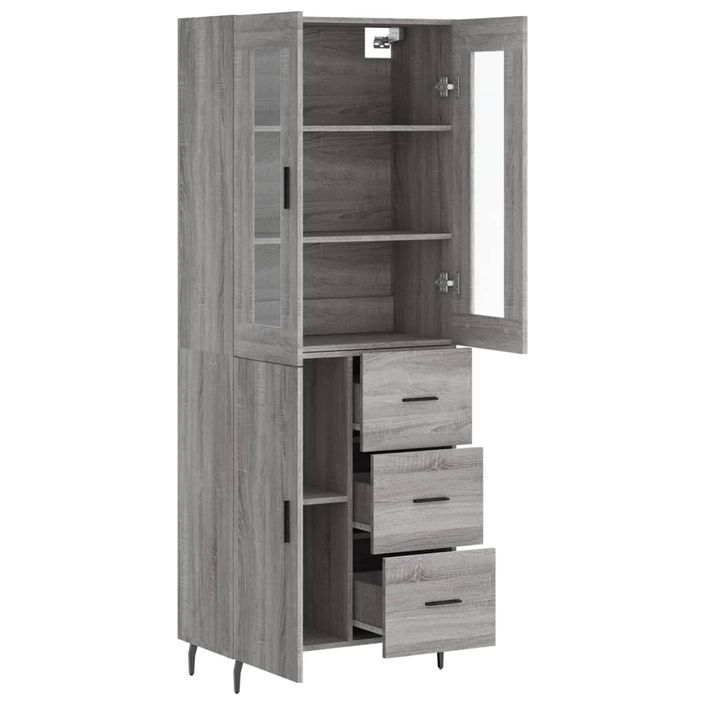 Buffet haut Sonoma gris 69,5x34x180 cm Bois d'ingénierie - Photo n°4