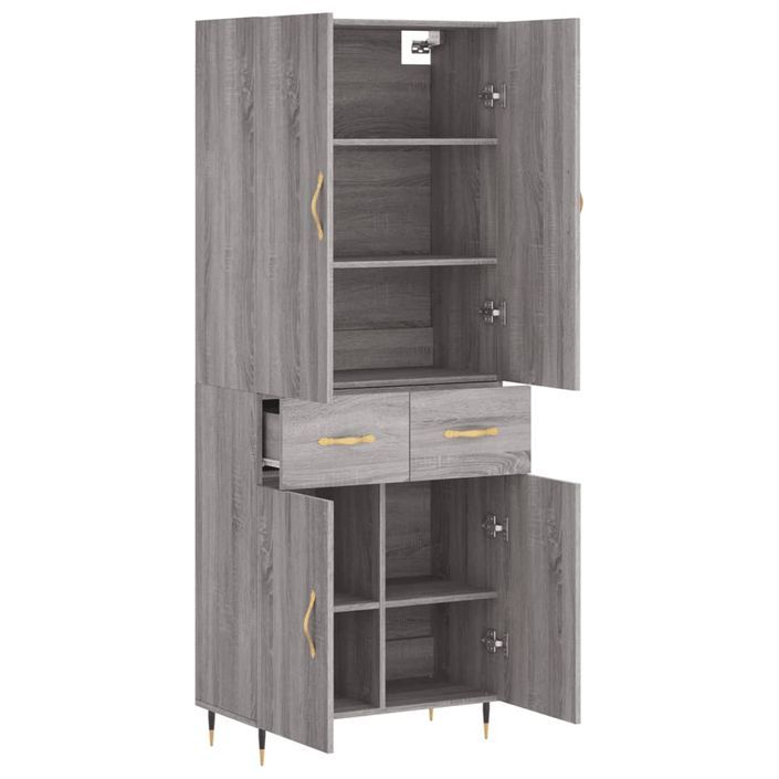 Buffet haut Sonoma gris 69,5x34x180 cm Bois d'ingénierie - Photo n°4