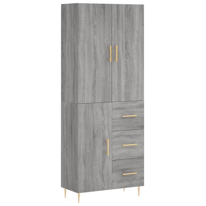 Buffet haut Sonoma gris 69,5x34x180 cm Bois d'ingénierie - Photo n°1