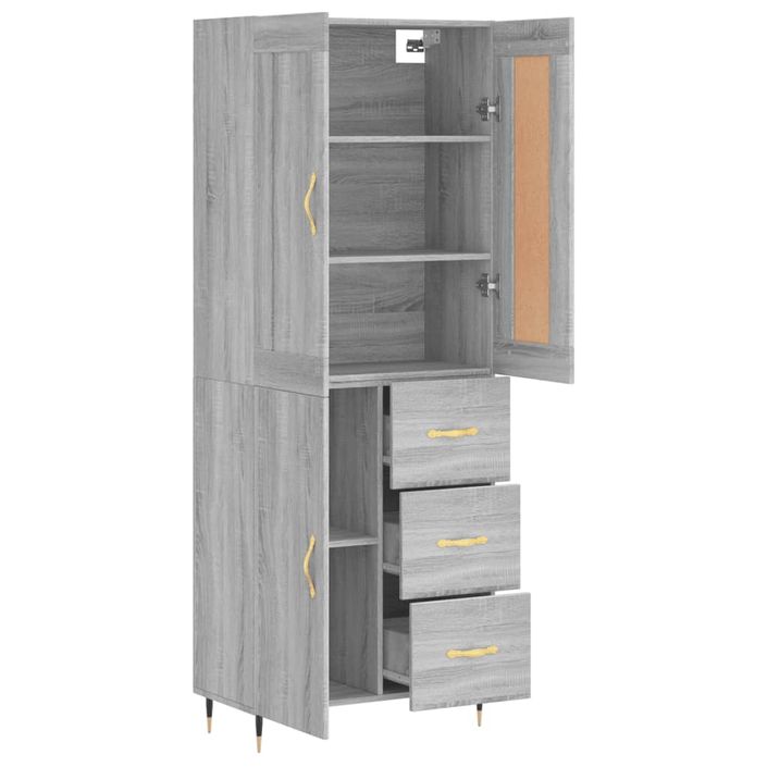 Buffet haut Sonoma gris 69,5x34x180 cm Bois d'ingénierie - Photo n°4