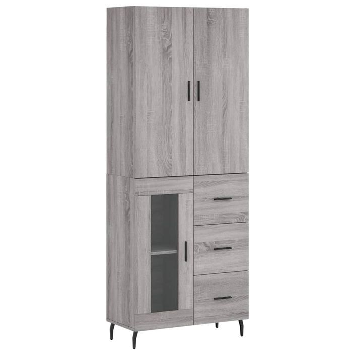 Buffet haut Sonoma gris 69,5x34x180 cm Bois d'ingénierie - Photo n°1