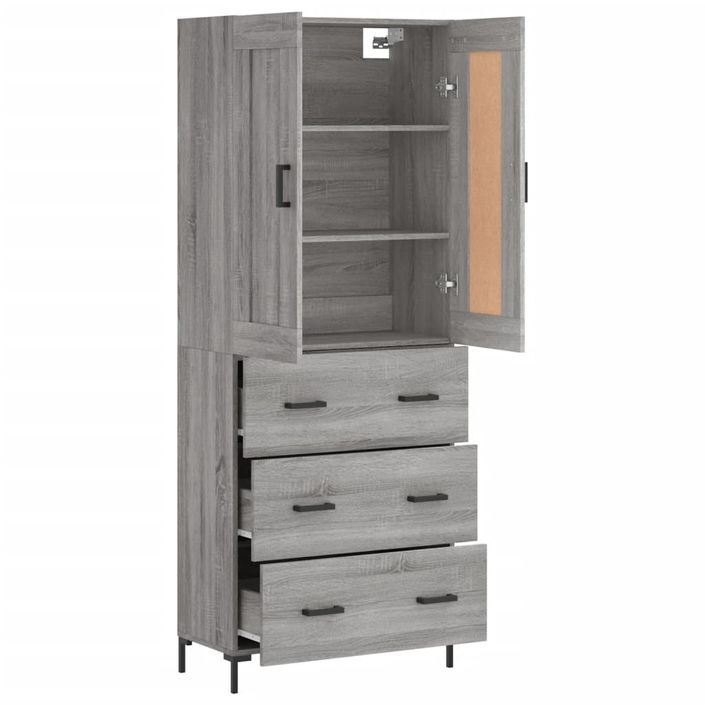 Buffet haut Sonoma gris 69,5x34x180 cm Bois d'ingénierie - Photo n°4