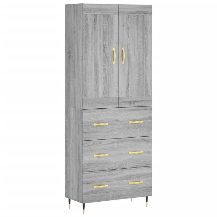 Buffet haut Sonoma gris 69,5x34x180 cm Bois d'ingénierie - Photo n°1