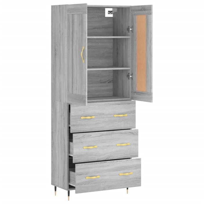 Buffet haut Sonoma gris 69,5x34x180 cm Bois d'ingénierie - Photo n°4