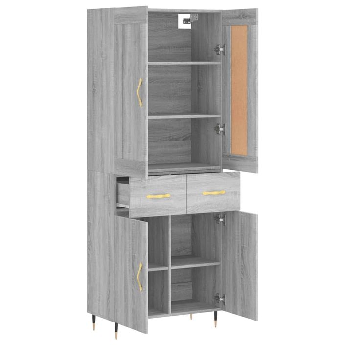 Buffet haut Sonoma gris 69,5x34x180 cm Bois d'ingénierie - Photo n°4