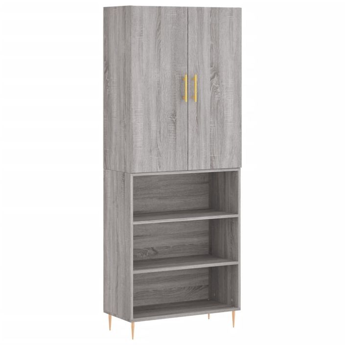 Buffet haut Sonoma gris 69,5x34x180 cm Bois d'ingénierie - Photo n°1