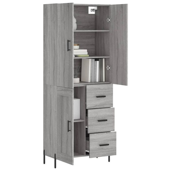 Buffet haut Sonoma gris 69,5x34x180 cm Bois d'ingénierie - Photo n°3