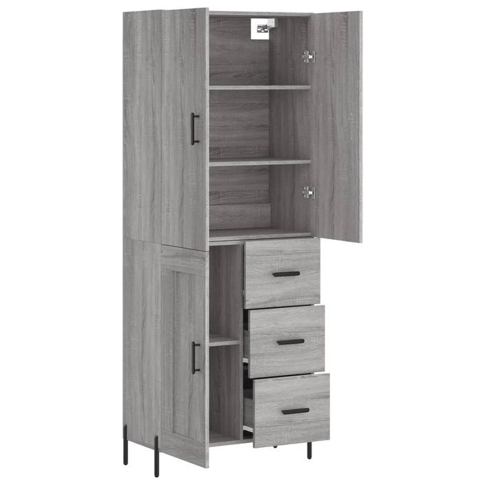 Buffet haut Sonoma gris 69,5x34x180 cm Bois d'ingénierie - Photo n°4