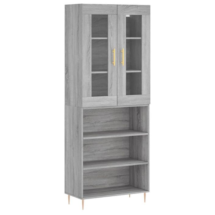 Buffet haut Sonoma gris 69,5x34x180 cm Bois d'ingénierie - Photo n°1