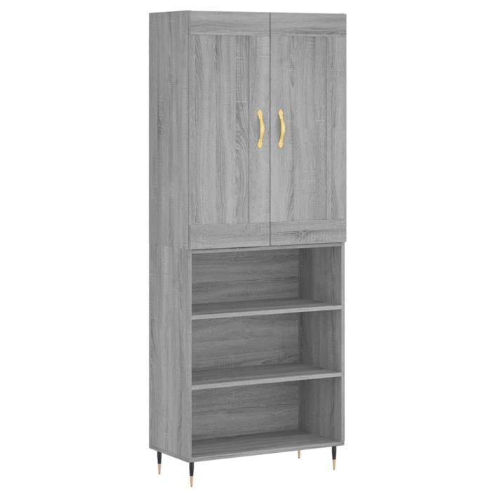 Buffet haut Sonoma gris 69,5x34x180 cm Bois d'ingénierie - Photo n°1