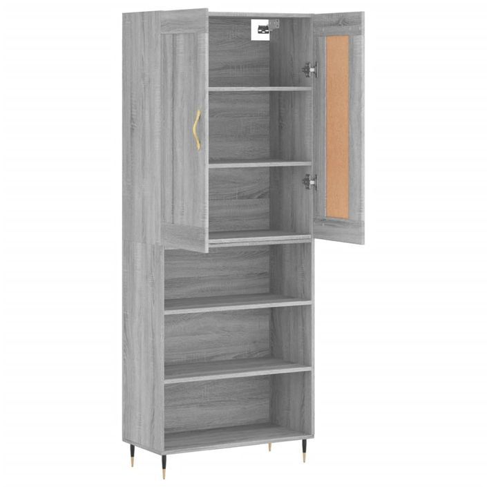 Buffet haut Sonoma gris 69,5x34x180 cm Bois d'ingénierie - Photo n°4