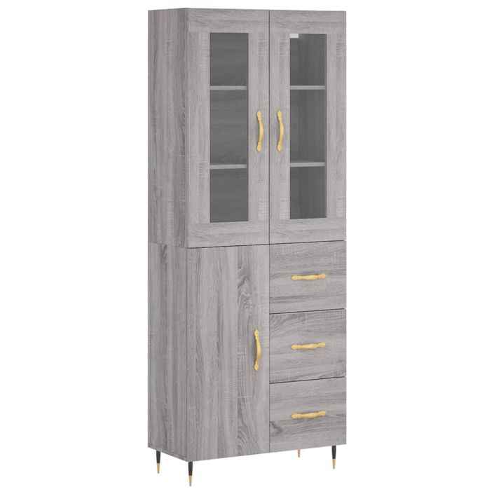 Buffet haut Sonoma gris 69,5x34x180 cm Bois d'ingénierie - Photo n°1