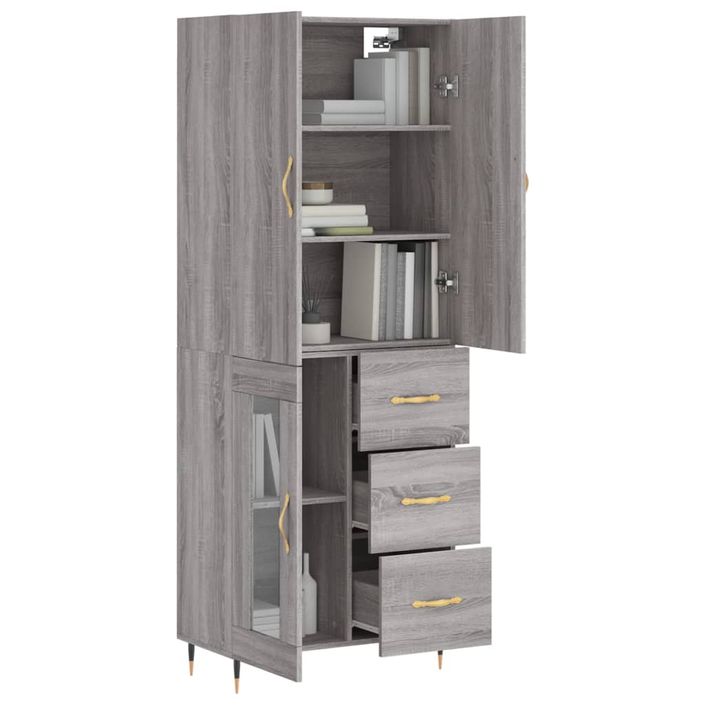 Buffet haut Sonoma gris 69,5x34x180 cm Bois d'ingénierie - Photo n°3