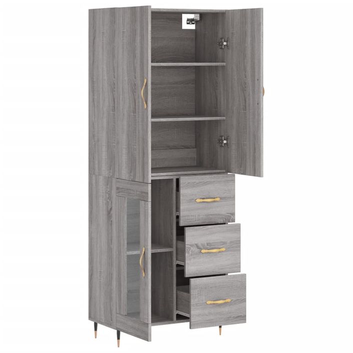 Buffet haut Sonoma gris 69,5x34x180 cm Bois d'ingénierie - Photo n°4