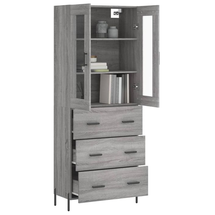 Buffet haut Sonoma gris 69,5x34x180 cm Bois d'ingénierie - Photo n°3