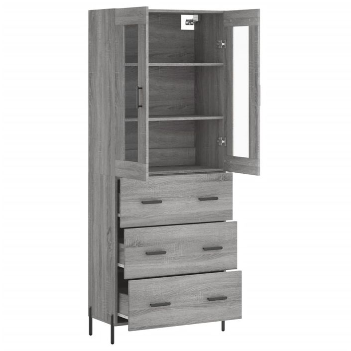 Buffet haut Sonoma gris 69,5x34x180 cm Bois d'ingénierie - Photo n°4