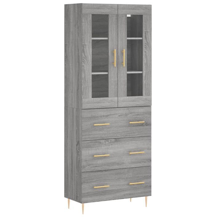 Buffet haut Sonoma gris 69,5x34x180 cm Bois d'ingénierie - Photo n°1