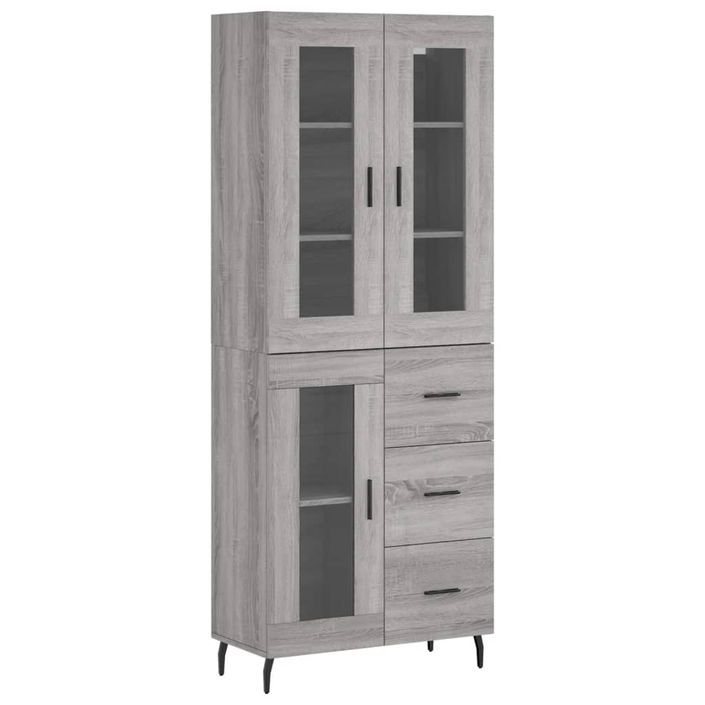 Buffet haut Sonoma gris 69,5x34x180 cm Bois d'ingénierie - Photo n°1